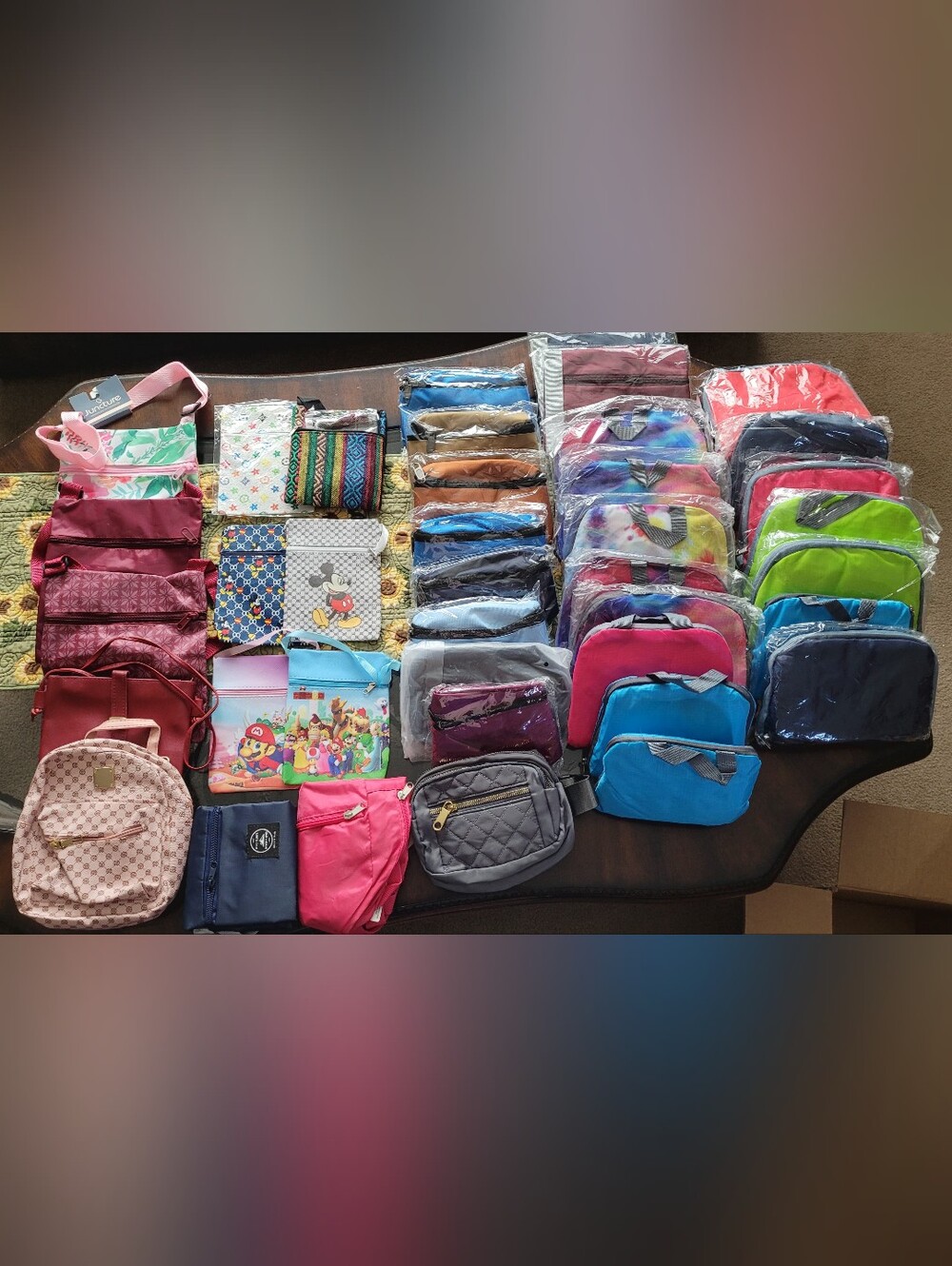 Lot of 40 Foldable Backpacks/Fanny Packs/Small crossbody bags